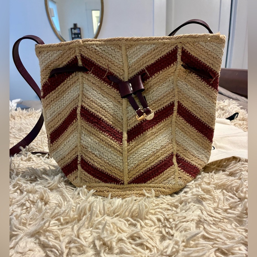 NWT VANESSA BRUNO CHEVRON JUTE CROSSBODY BAG - Picture 5 of 9